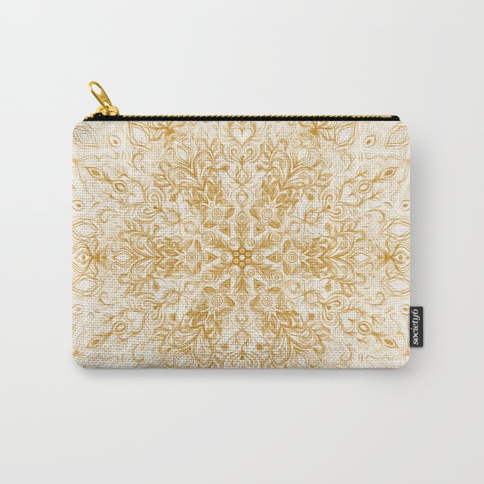 Sepia Snowflake Doodle Carry-All Pouch