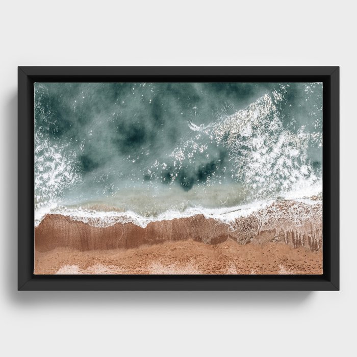 Aerial Ocean Print, Sea Waves Beach Print, Summer Vibes, Aerial Beach Print, Beach Photography Framed Canvas