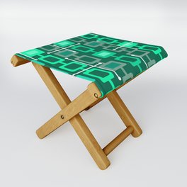 Retro 1950s Geometric Pattern Turquoise Folding Stool