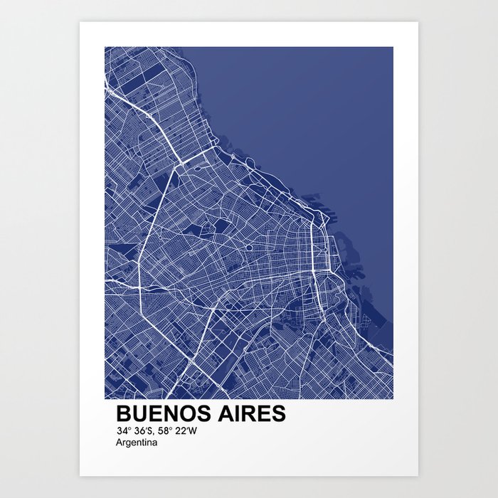 Buenos Aires city map color Art Print