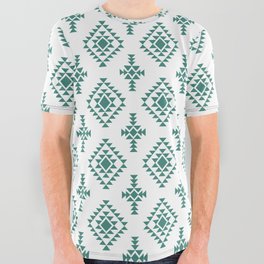Green Blue Native American Tribal Pattern All Over Graphic Tee