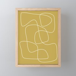 Minimalist Abstract Line Art in Pale Mustard Yellow Framed Mini Art Print