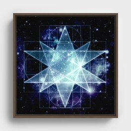 Galaxy Sacred Geometry : Stellated Icoshadron Blue Framed Canvas