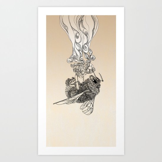 Bumlebee & flowers Art Print