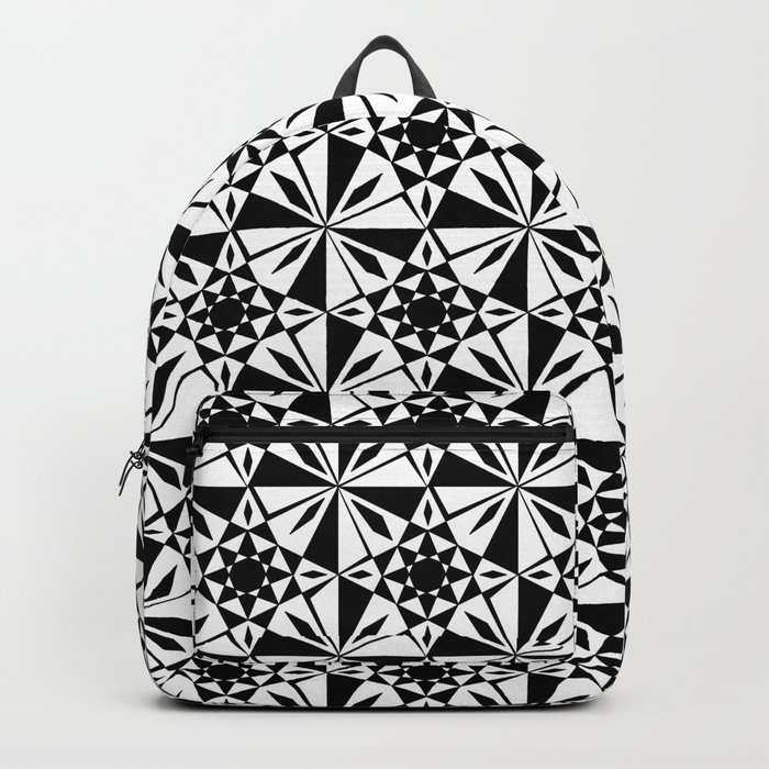 black and white symetric patterns 6- bw, mandala,geometric,rosace,harmony,star,symmetry Backpack