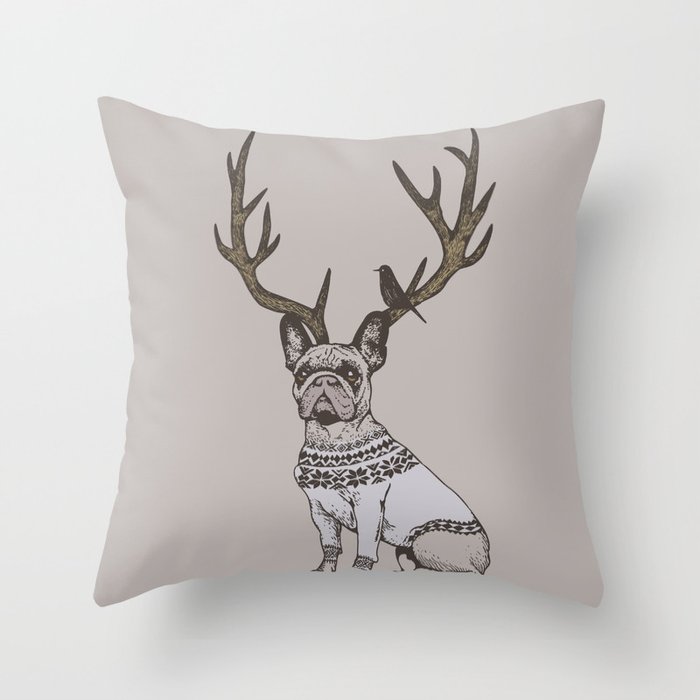 frenchie christmas pillow
