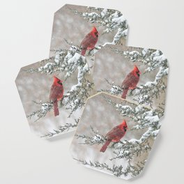 Snow Scene Cardinal Coaster