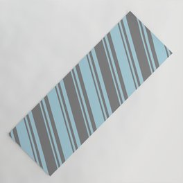 [ Thumbnail: Light Blue and Grey Colored Lined/Striped Pattern Yoga Mat ]