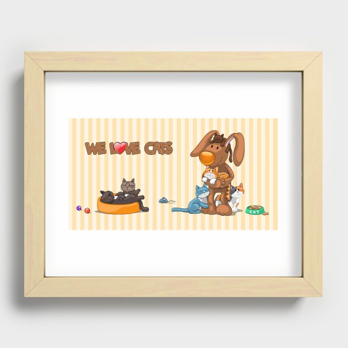 Rabbit catlover Recessed Framed Print