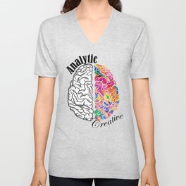 Analytic Creative Brain Left Right V Neck T Shirt
