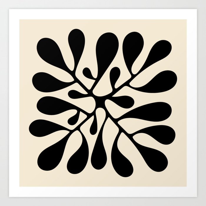 Matisse Inspired Abstract Cut Outs black Art Print