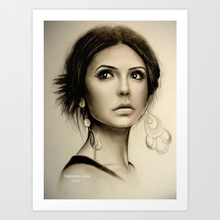 nina dobrev the vampire diaries art print by yuliya talanova society6