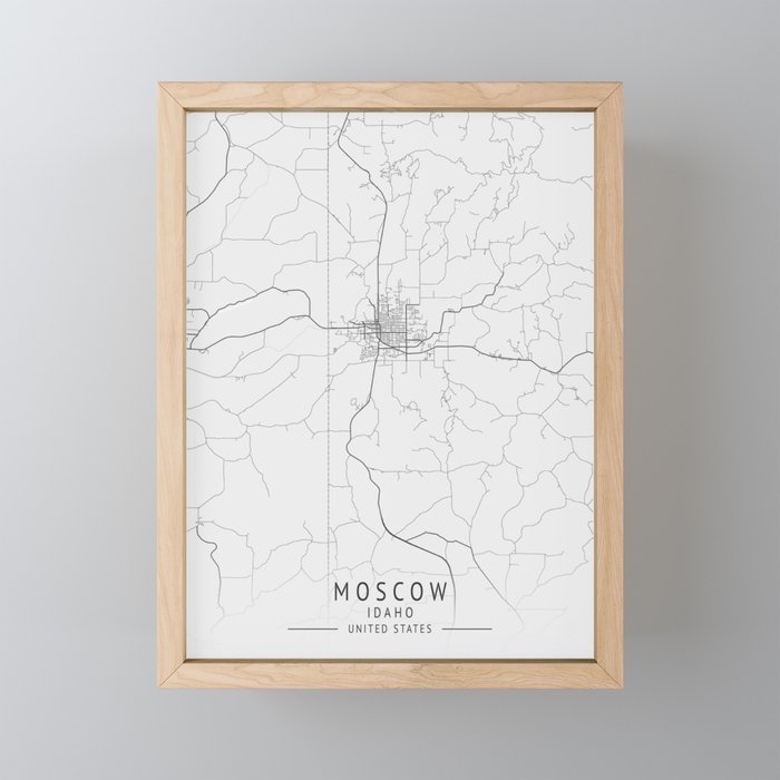 Moscow Idaho city map Framed Mini Art Print