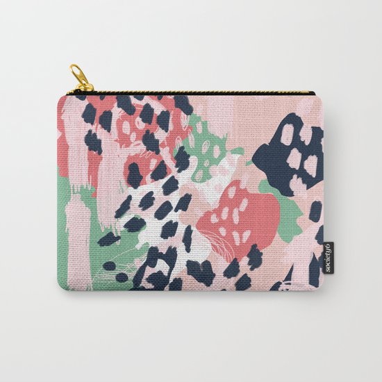 Brooklin - abstract minimal pink coral navy painting home decor abstract charlotte winter art Carry-All Pouch