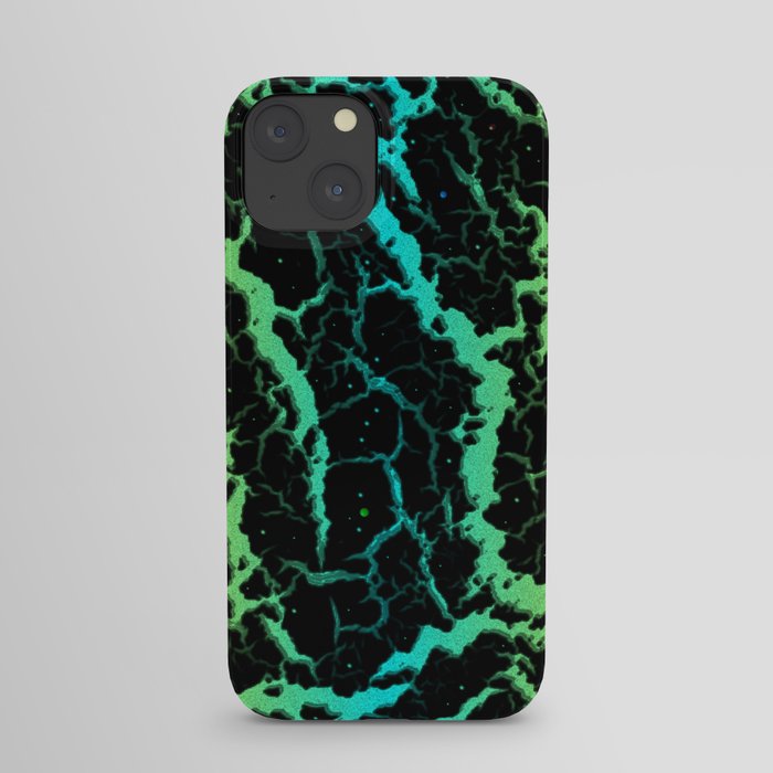 Cracked Space Lava - Yellow/Cyan iPhone Case