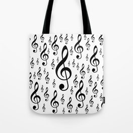 Clef Music Notes pattern - black & white pattern Tote Bag