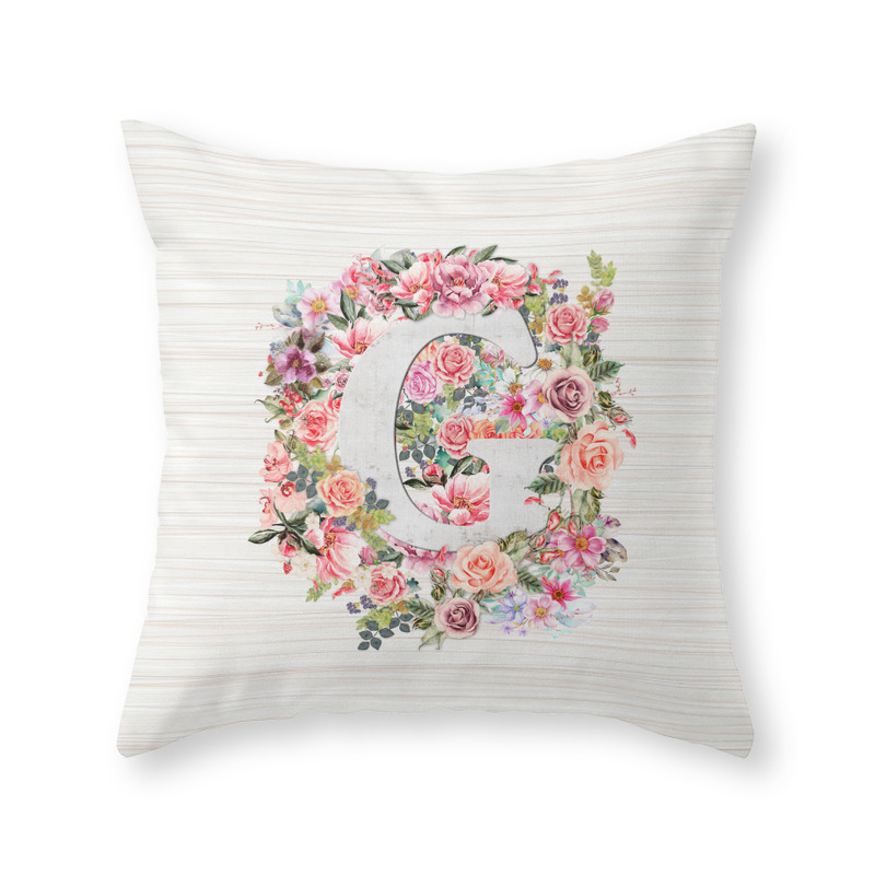 Letter G Watercolor Flower Throw Pillow Letter G Watercolor Flower Throw Pillow
