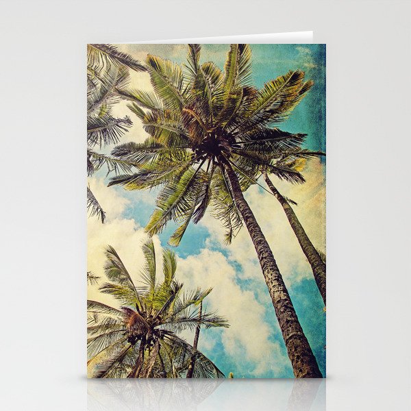 Vintage Blue Hawaii Palm Trees Stationery Cards