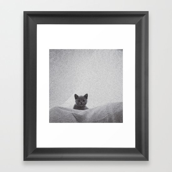 Kitten under the sheets Framed Art Print