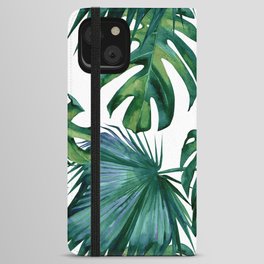 Classic Palm Leaves Tropical Jungle Green iPhone Wallet Case