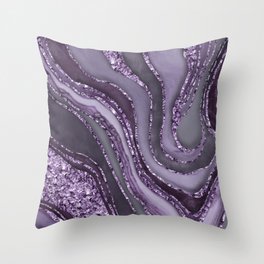 Crystal Gemstone Agate Texture Purple Elegance And Luxury Throw Pillow