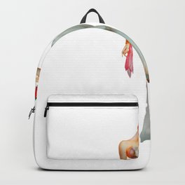 Sexy Brunette Pin Up With Flowers in The Hair And White Dress Backpack