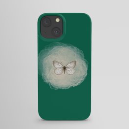 Hand-Drawn Butterfly and Brush Stroke on Empire Green iPhone Case