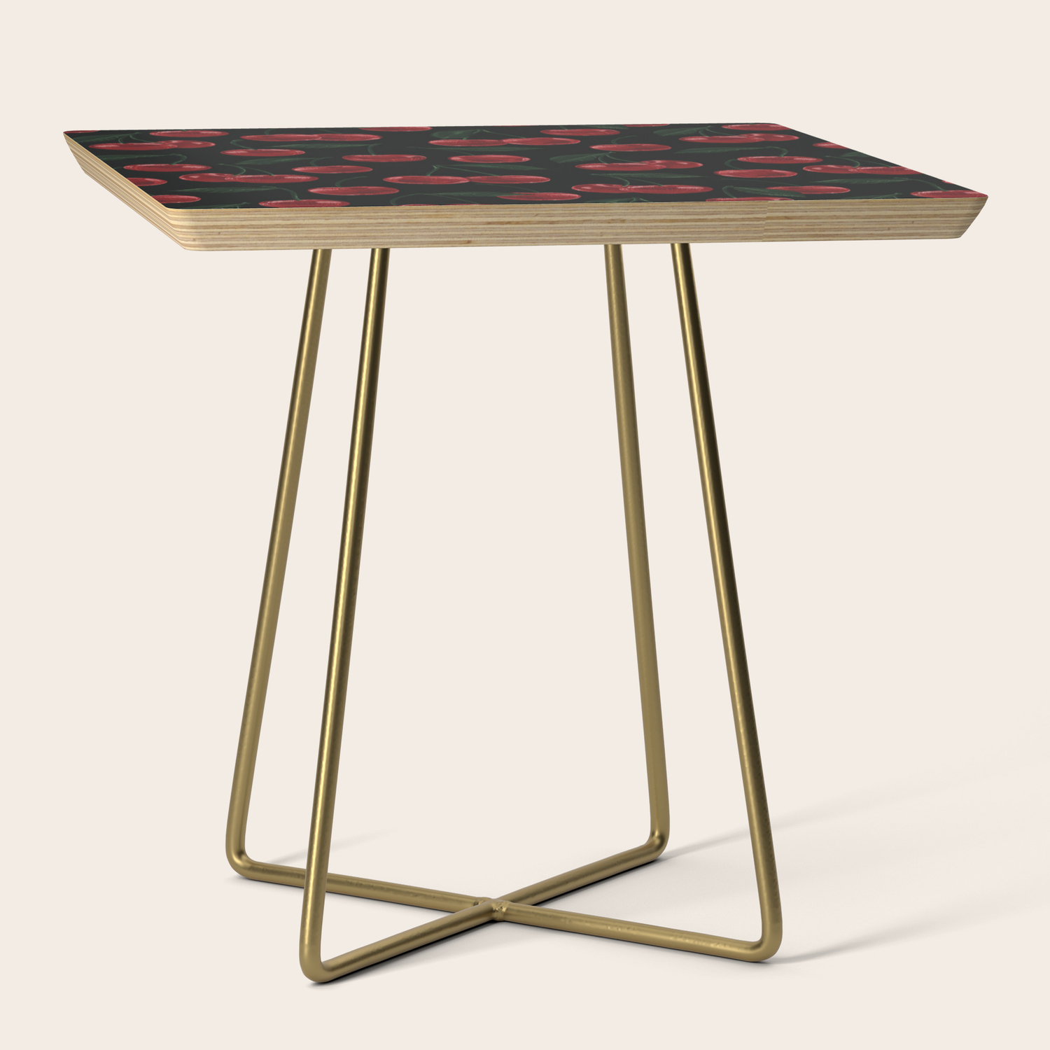 Dark Cherry Pattern Fruity Ilration Side Table By Dark Cherry Pattern Fruity