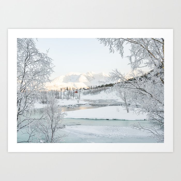 Winter Snow Landscape in Norway Art Print | Nature Photography in the Lyngen Alps | Mountain View in Pastel Colors Art Print