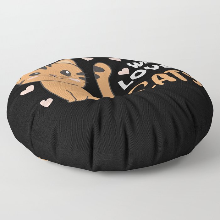 Just A Girl Who Loves Cats Kawaii Cat Floor Pillow