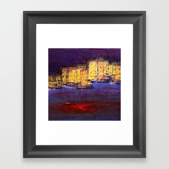 the town by the sea Framed Art Print