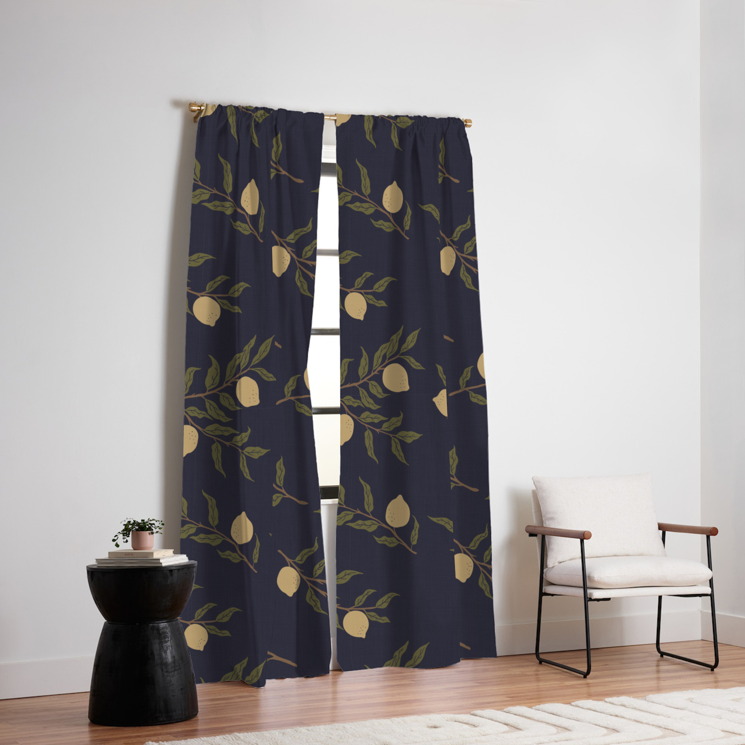 Lemon Tree Leaves And Branches Blackout Curtain By Irenejedi