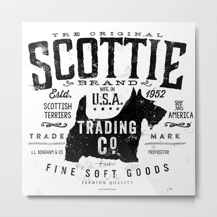 Scottie Trading company Scottish Terrier Dog soft goods vintage style graphic Metal Print