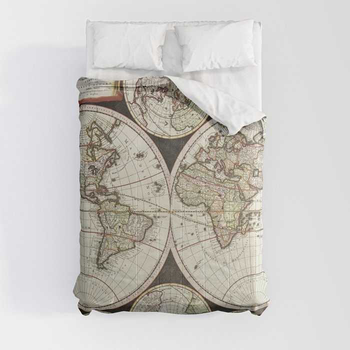Vintage map of the World 1696 Comforter