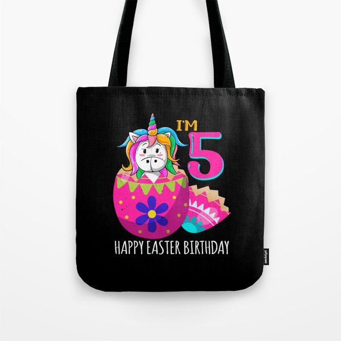 5 Year Old Age Birth Kawaii Unicorn Easter Sunday Tote Bag