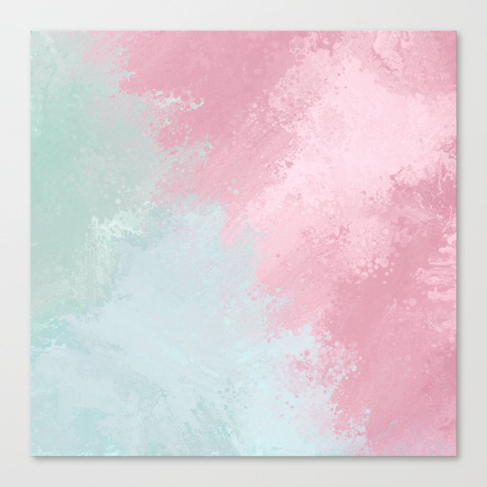 Modern abstract pink teal watercolor pattern Canvas Print by Pink Water