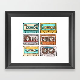 Vintage retro music tape cassette 1980s style disco Framed Art Print