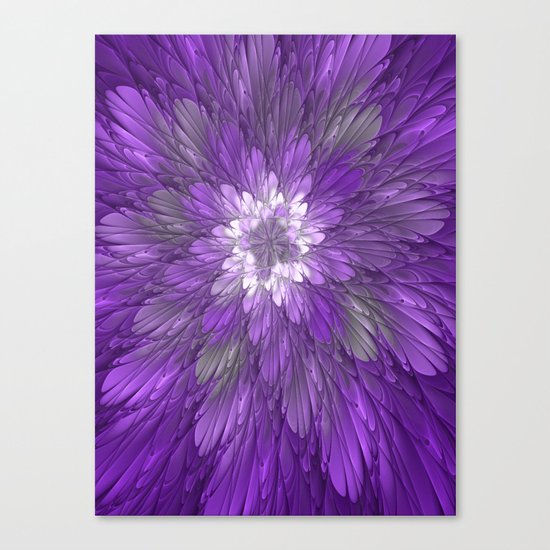 Psychedelic Purple Flower, Fractal Art Canvas Print