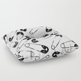Safety pins black and white watercolor pattern Floor Pillow