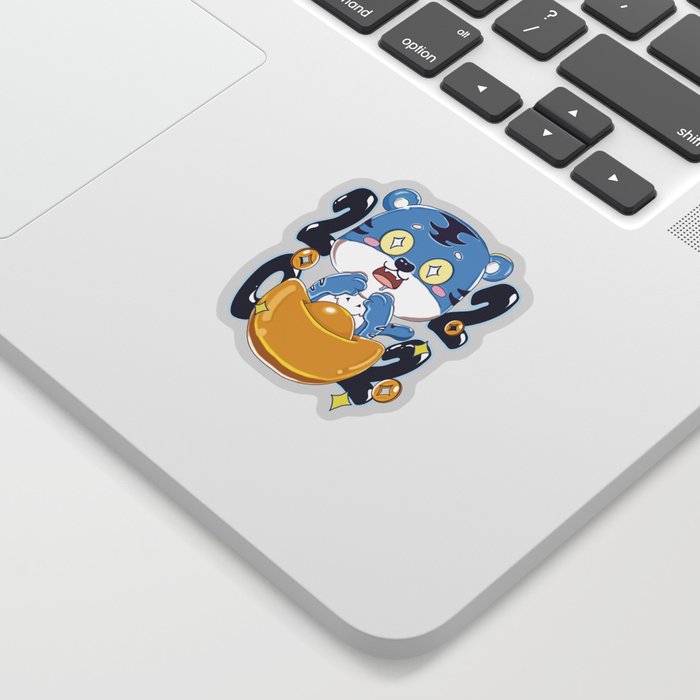 Chinese New Year. Tiger Year. Cute Blue Tiger Sticker