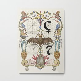Guide for Constructing the Letters ç and tironian et from The Model Book of Calligraphy Metal Print