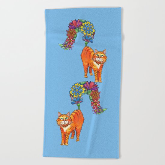 Classy Cat Chloe (Blue) Beach Towel