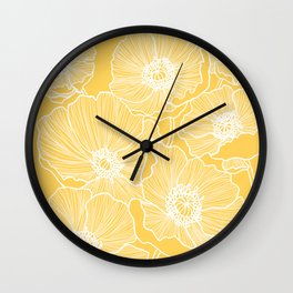 Sunshine Yellow Poppies Wall Clock