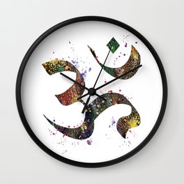 Om Art Spiritual Symbol Aum Symbol Peace Art Colorful Watercolor Gift Wall Clock