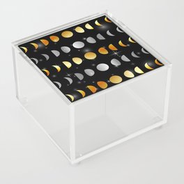 Celestial Moon phases and stars in silver and gold Acrylic Box