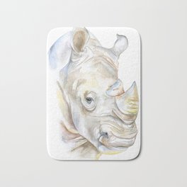 Rhino Watercolor Bath Mat | Safaripainting, Africananimal, Susanwindsor, Watercolor, Safari, Rhinoart, Whiterhino, Watercolorrhino, Whiterhinonceros, Rhinopainting 