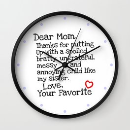 Dear Mom (Sister) Wall Clock