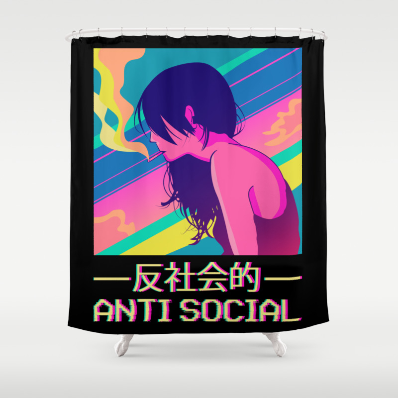 Antisocial Anime Girl Japanese Vaporwave Aesthetic Shower Curtain by  Alex211 | Society6
