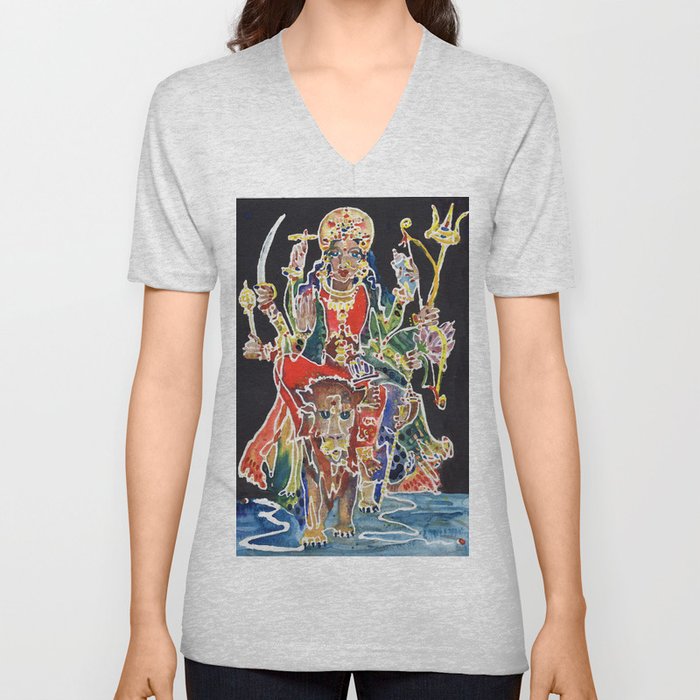 Goddess Durga V Neck T Shirt