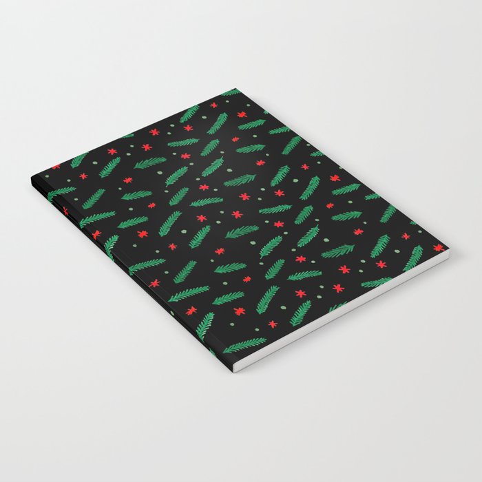 Christmas branches and stars - black Notebook